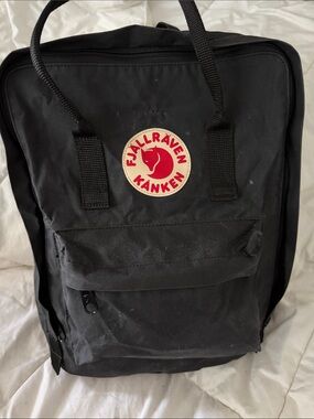 Fjallraven Kanken Backpack in Black with Red Logo